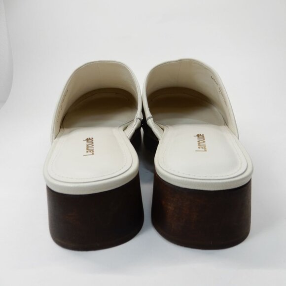 Larroude Zuzi Bit Mule Clogs Slip on Size 6 Ivory Cream Leather Wooden Studs NEW - Picture 10 of 15